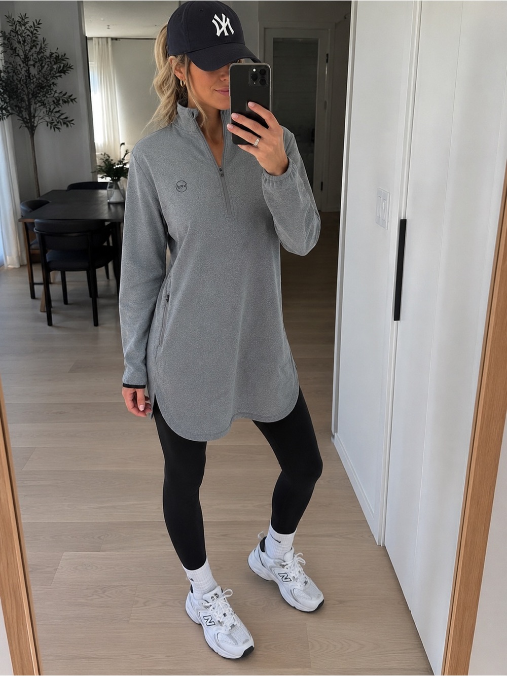 Veils Half-Zip Sport Tunic Pullover Top - Gray